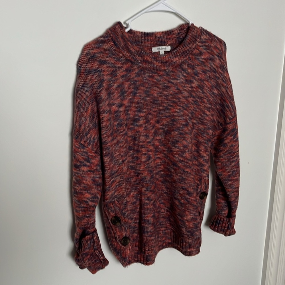 Madewell Cozy Red & Navy Knit Sweater, NWOT